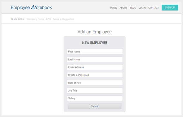 Employee Notebook - Add An Employee