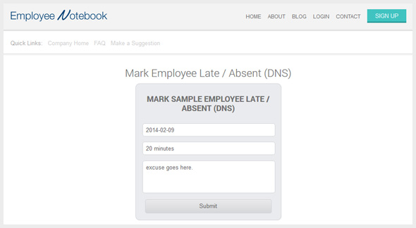 Employee Notebook - Mark Employee Late