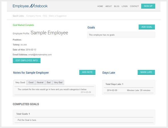 Employee Notebook - Completed Goals